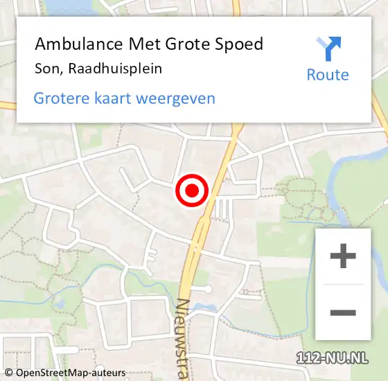 Locatie op kaart van de 112 melding: Ambulance Met Grote Spoed Naar Son, Raadhuisplein op 15 juli 2018 09:42