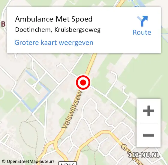 Locatie op kaart van de 112 melding: Ambulance Met Spoed Naar Doetinchem, Kruisbergseweg op 15 juli 2018 10:26