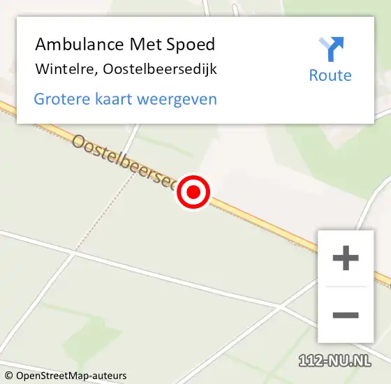 Locatie op kaart van de 112 melding: Ambulance Met Spoed Naar Wintelre, Oostelbeersedijk op 15 juli 2018 10:28