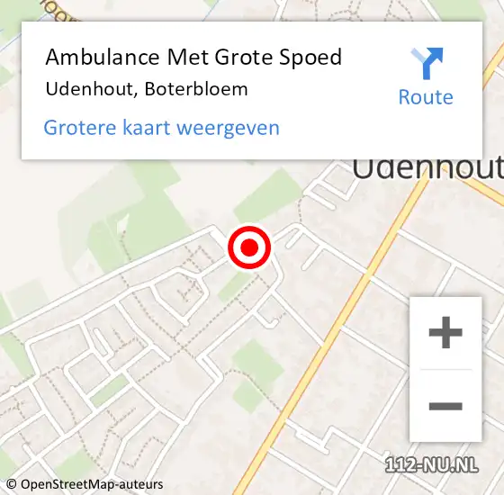 Locatie op kaart van de 112 melding: Ambulance Met Grote Spoed Naar Udenhout, Boterbloem op 15 juli 2018 11:21