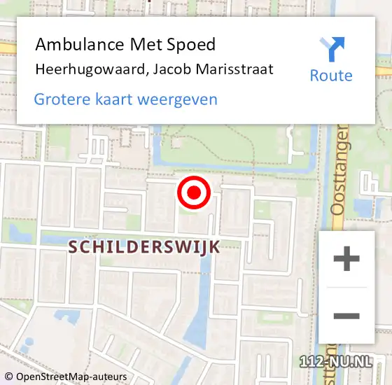Locatie op kaart van de 112 melding: Ambulance Met Spoed Naar Heerhugowaard, Jacob Catsstraat op 15 juli 2018 11:37