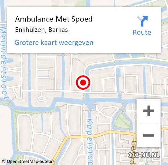 Locatie op kaart van de 112 melding: Ambulance Met Spoed Naar Enkhuizen, Barkas op 15 juli 2018 12:09