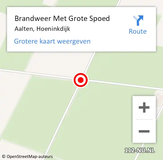 Locatie op kaart van de 112 melding: Brandweer Met Grote Spoed Naar Aalten, Hoeninkdijk op 15 juli 2018 12:26