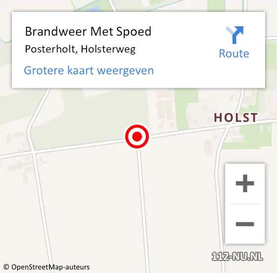 Locatie op kaart van de 112 melding: Brandweer Met Spoed Naar Posterholt, Holsterweg op 15 juli 2018 13:12