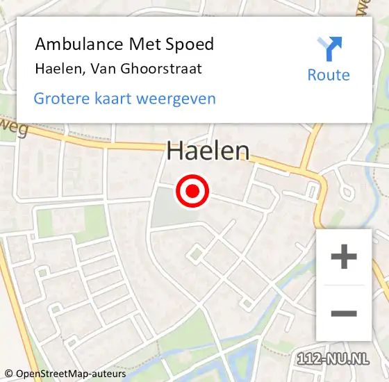 Locatie op kaart van de 112 melding: Ambulance Met Spoed Naar Haelen, Van Ghoorstraat op 15 juli 2018 13:26