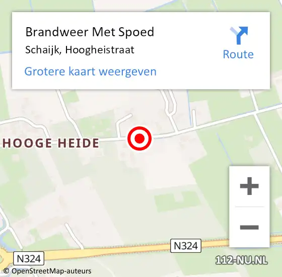 Locatie op kaart van de 112 melding: Brandweer Met Spoed Naar Schaijk, Hoogheistraat op 15 juli 2018 13:29