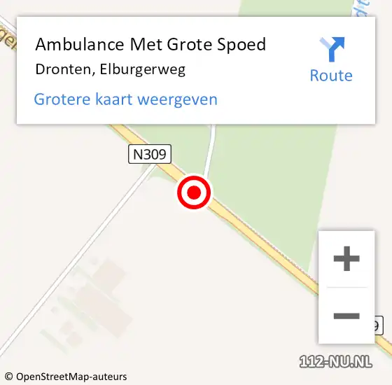 Locatie op kaart van de 112 melding: Ambulance Met Grote Spoed Naar Dronten, Elburgerweg op 15 juli 2018 13:29