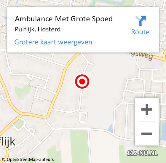 Locatie op kaart van de 112 melding: Ambulance Met Grote Spoed Naar Puiflijk, Hosterd op 15 juli 2018 13:41