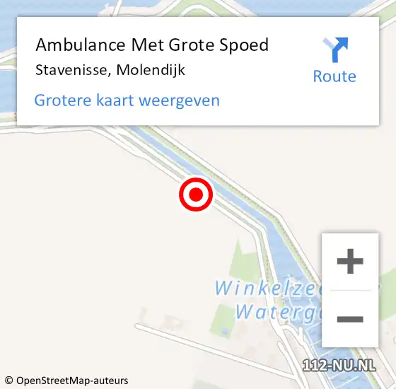 Locatie op kaart van de 112 melding: Ambulance Met Grote Spoed Naar Stavenisse, Molendijk op 15 juli 2018 15:20