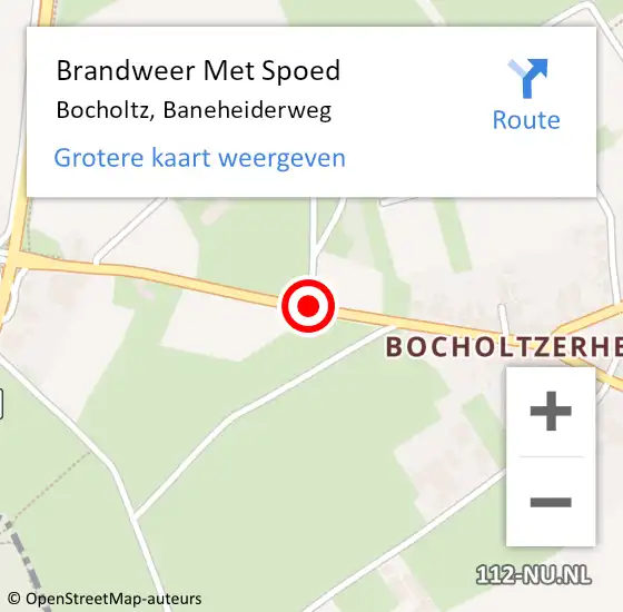 Locatie op kaart van de 112 melding: Brandweer Met Spoed Naar Bocholtz, Baneheiderweg op 15 juli 2018 15:44
