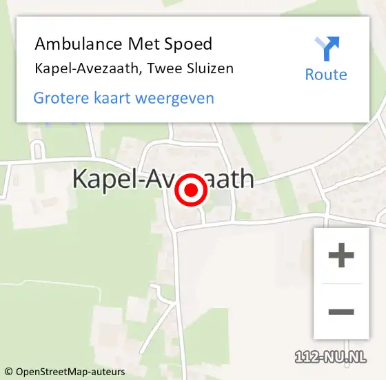 Locatie op kaart van de 112 melding: Ambulance Met Spoed Naar Kapel-Avezaath, Twee Sluizen op 15 juli 2018 16:36