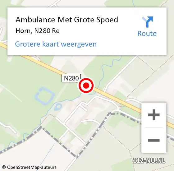 Locatie op kaart van de 112 melding: Ambulance Met Grote Spoed Naar Horn, N280 Re op 15 juli 2018 16:40