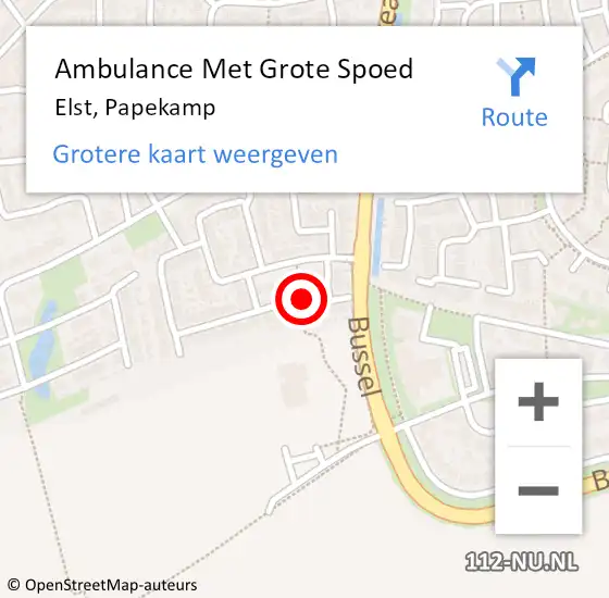 Locatie op kaart van de 112 melding: Ambulance Met Grote Spoed Naar Elst, Papekamp op 15 juli 2018 17:09