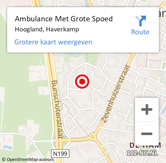 Locatie op kaart van de 112 melding: Ambulance Met Grote Spoed Naar Hoogland, Haverkamp op 15 juli 2018 17:10