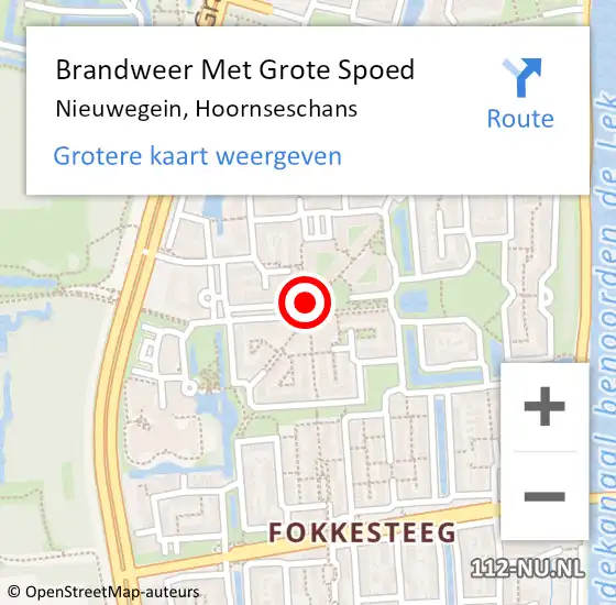 Locatie op kaart van de 112 melding: Brandweer Met Grote Spoed Naar Nieuwegein, Hoornseschans op 15 juli 2018 17:14