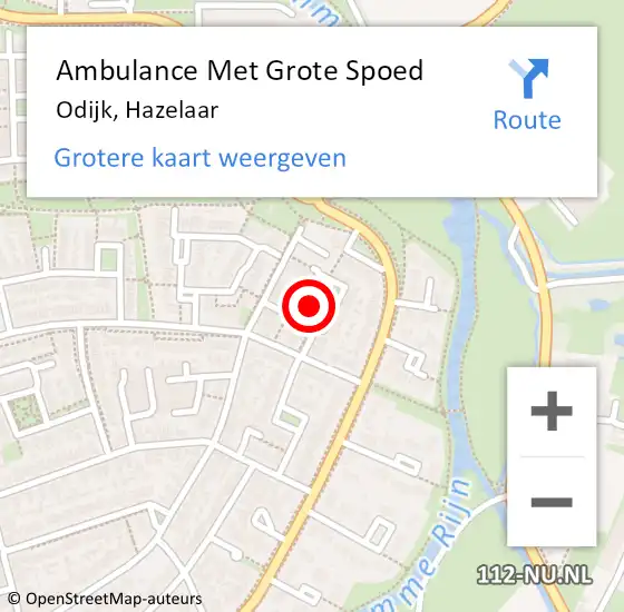 Locatie op kaart van de 112 melding: Ambulance Met Grote Spoed Naar Odijk, Hazelaar op 15 juli 2018 17:28