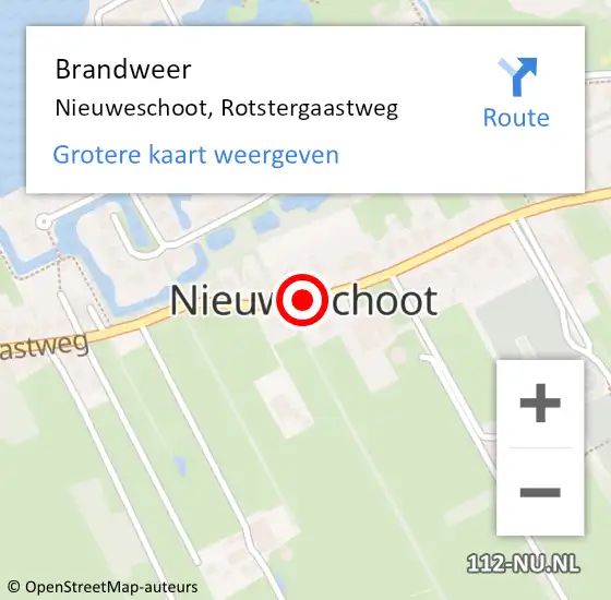 Locatie op kaart van de 112 melding: Brandweer Nieuweschoot, Rotstergaastweg op 15 juli 2018 17:29