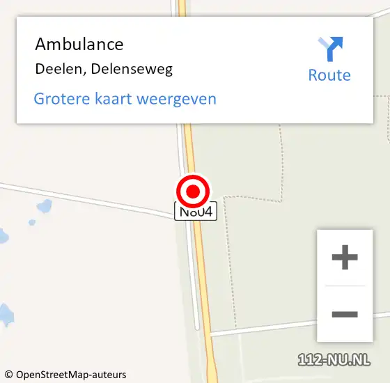 Locatie op kaart van de 112 melding: Ambulance Deelen, Delenseweg op 15 juli 2018 17:47