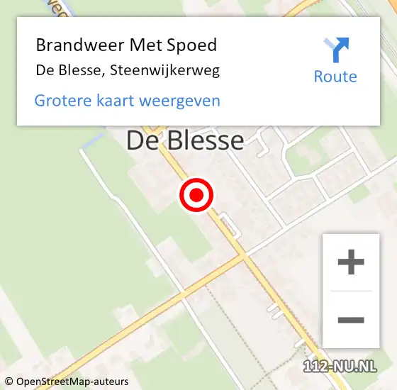 Locatie op kaart van de 112 melding: Brandweer Met Spoed Naar De Blesse, Steenwijkerweg op 15 juli 2018 18:27