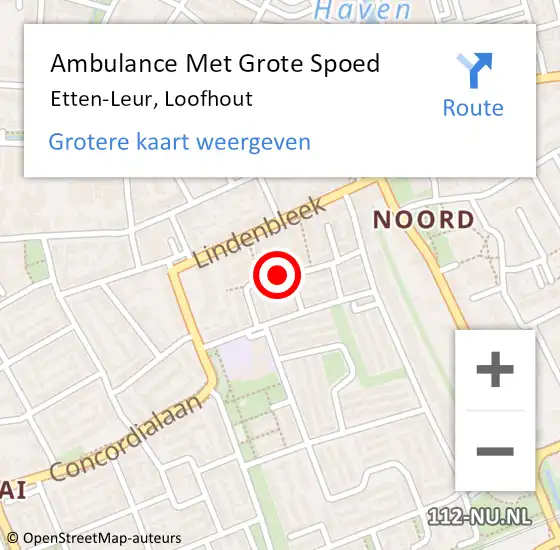 Locatie op kaart van de 112 melding: Ambulance Met Grote Spoed Naar Etten-Leur, Loofhout op 15 juli 2018 18:28