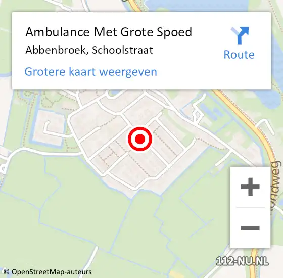 Locatie op kaart van de 112 melding: Ambulance Met Grote Spoed Naar Abbenbroek, Schoolstraat op 15 juli 2018 18:43