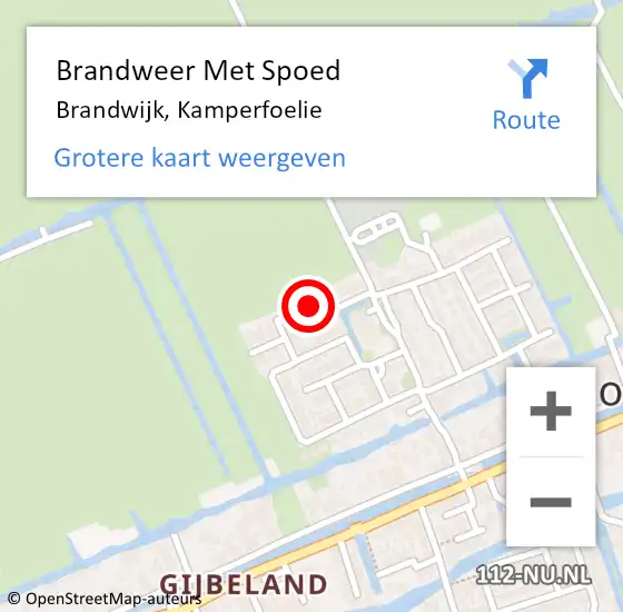 Locatie op kaart van de 112 melding: Brandweer Met Spoed Naar Brandwijk, Kamperfoelie op 15 juli 2018 18:45