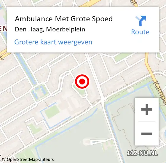 Locatie op kaart van de 112 melding: Ambulance Met Grote Spoed Naar Den Haag, Moerbeiplein op 15 juli 2018 18:55