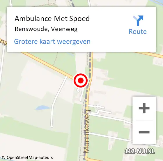 Locatie op kaart van de 112 melding: Ambulance Met Spoed Naar Renswoude, Veenweg op 15 juli 2018 19:11