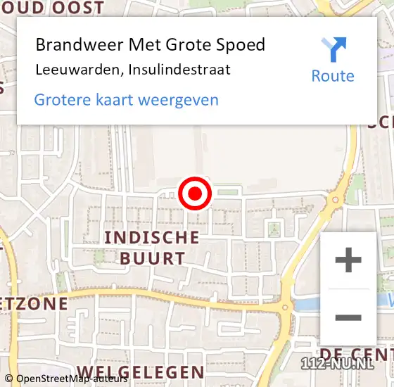 Locatie op kaart van de 112 melding: Brandweer Met Grote Spoed Naar Leeuwarden, Insulindestraat op 3 maart 2014 03:25