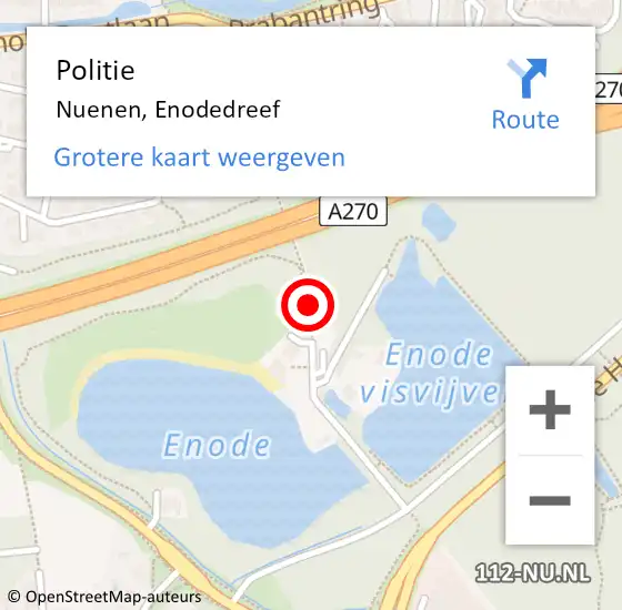 Locatie op kaart van de 112 melding: Politie Nuenen, Enodedreef op 15 juli 2018 19:34