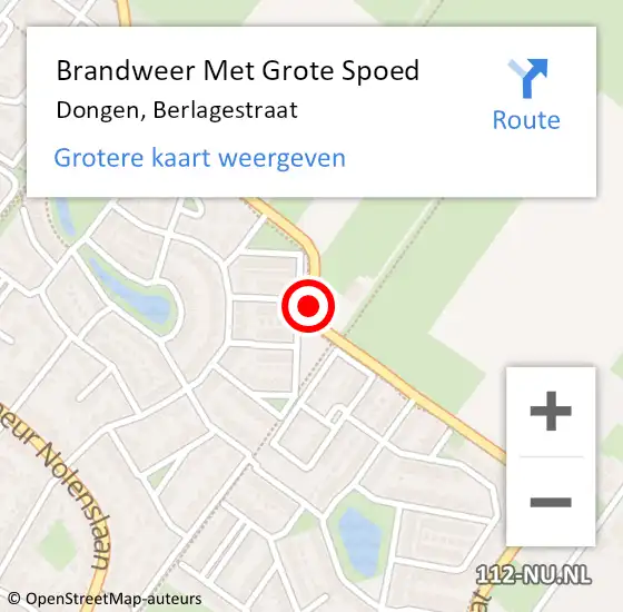 Locatie op kaart van de 112 melding: Brandweer Met Grote Spoed Naar Dongen, Berlagestraat op 3 maart 2014 03:34