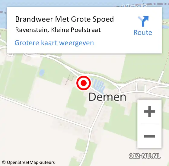 Locatie op kaart van de 112 melding: Brandweer Met Grote Spoed Naar Ravenstein, Kleine Poelstraat op 15 juli 2018 20:09