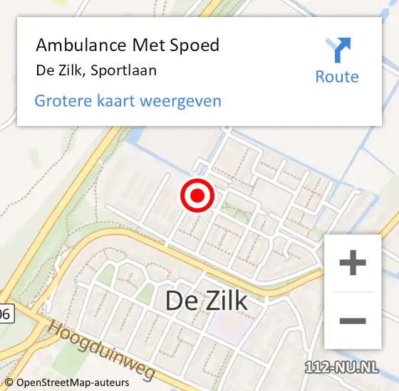 Locatie op kaart van de 112 melding: Ambulance Met Spoed Naar De Zilk, Sportlaan op 7 september 2013 11:18