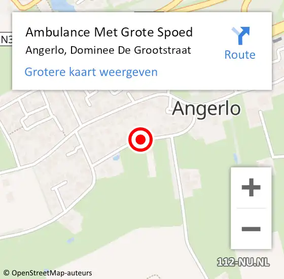 Locatie op kaart van de 112 melding: Ambulance Met Grote Spoed Naar Angerlo, Dominee De Grootstraat op 15 juli 2018 20:46
