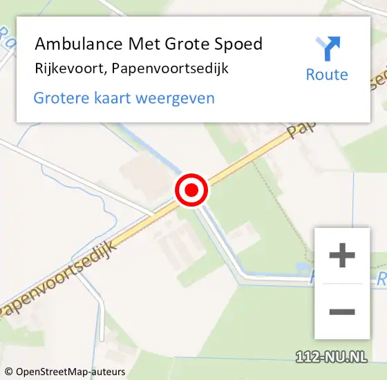 Locatie op kaart van de 112 melding: Ambulance Met Grote Spoed Naar Rijkevoort, Papenvoortsedijk op 15 juli 2018 21:49