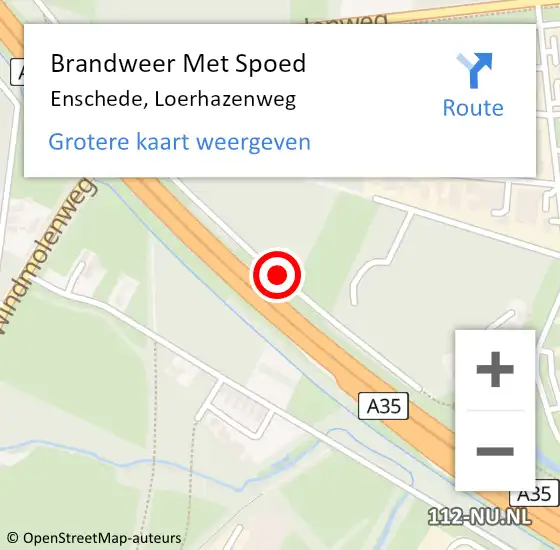 Locatie op kaart van de 112 melding: Brandweer Met Spoed Naar Enschede, Loerhazenweg op 15 juli 2018 21:57