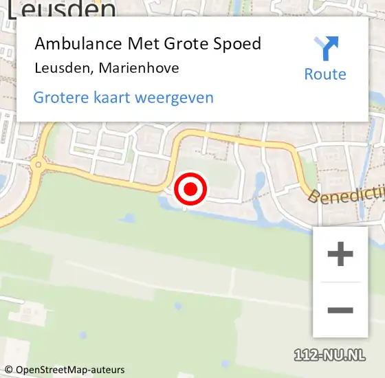 Locatie op kaart van de 112 melding: Ambulance Met Grote Spoed Naar Leusden, Marienhove op 15 juli 2018 22:04