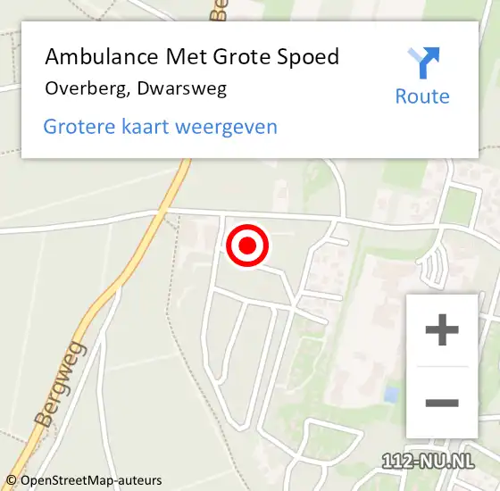 Locatie op kaart van de 112 melding: Ambulance Met Grote Spoed Naar Overberg, Dwarsweg op 15 juli 2018 22:18