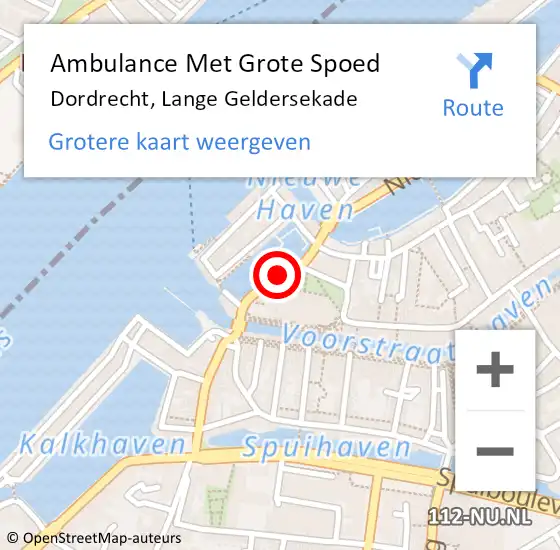 Locatie op kaart van de 112 melding: Ambulance Met Grote Spoed Naar Dordrecht, Lange Geldersekade op 15 juli 2018 22:37