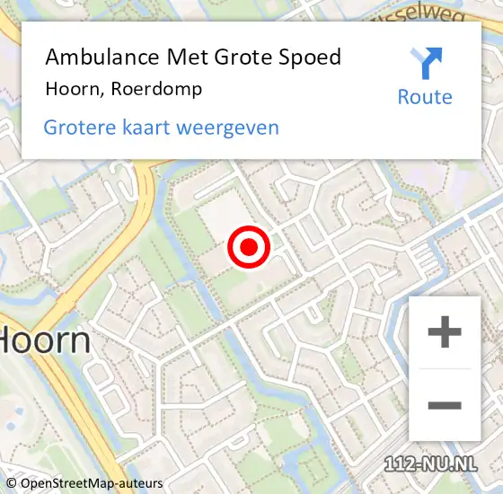 Locatie op kaart van de 112 melding: Ambulance Met Grote Spoed Naar Hoorn, Roerdomp op 15 juli 2018 22:39