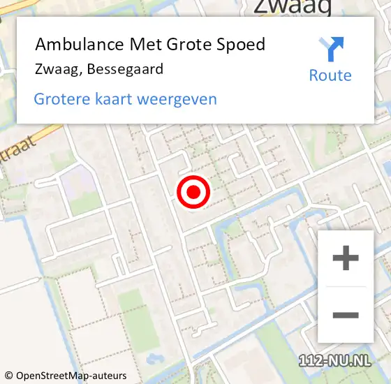 Locatie op kaart van de 112 melding: Ambulance Met Grote Spoed Naar Zwaag, Bessegaard op 15 juli 2018 22:54