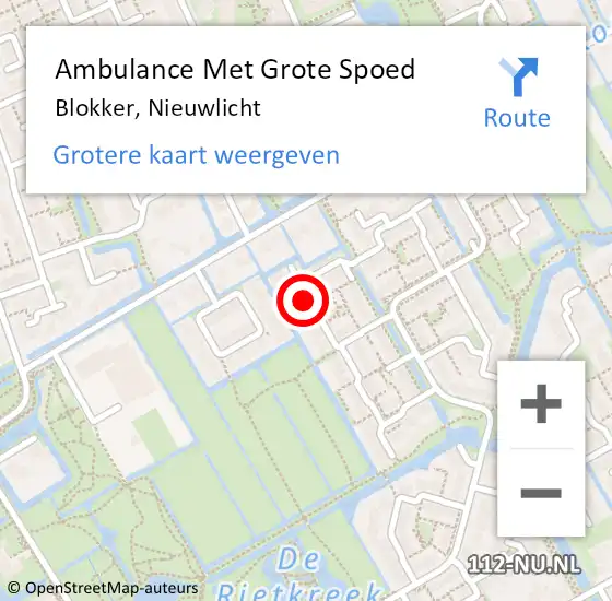 Locatie op kaart van de 112 melding: Ambulance Met Grote Spoed Naar Blokker, Nieuwlicht op 15 juli 2018 22:59