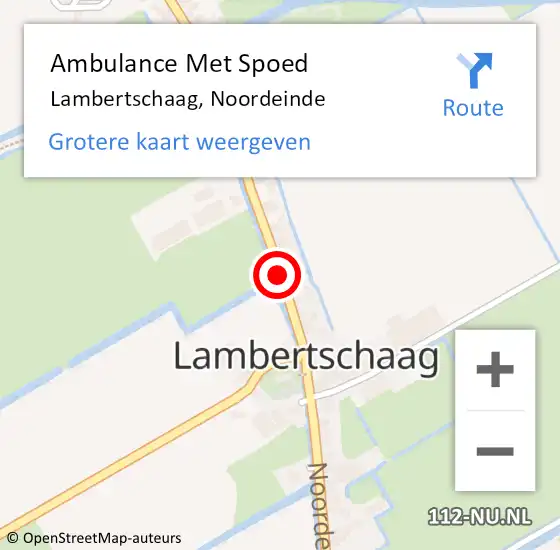 Locatie op kaart van de 112 melding: Ambulance Met Spoed Naar Lambertschaag, Noordeinde op 15 juli 2018 23:03
