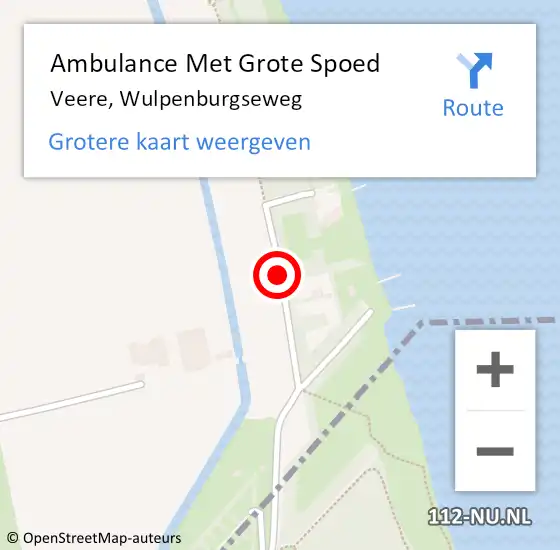 Locatie op kaart van de 112 melding: Ambulance Met Grote Spoed Naar Veere, Wulpenburgseweg op 15 juli 2018 23:09