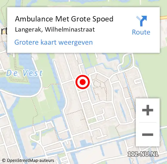 Locatie op kaart van de 112 melding: Ambulance Met Grote Spoed Naar Langerak, Wilhelminastraat op 15 juli 2018 23:19