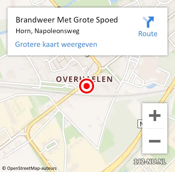 Locatie op kaart van de 112 melding: Brandweer Met Grote Spoed Naar Horn, Napoleonsweg op 16 juli 2018 01:29