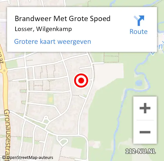 Locatie op kaart van de 112 melding: Brandweer Met Grote Spoed Naar Losser, Wilgenkamp op 16 juli 2018 01:38