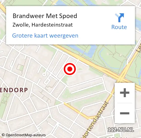 Locatie op kaart van de 112 melding: Brandweer Met Spoed Naar Zwolle, Hardesteinstraat op 16 juli 2018 02:00