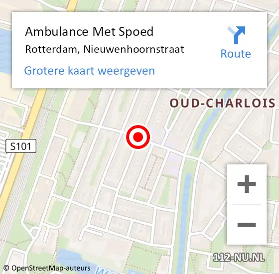 Locatie op kaart van de 112 melding: Ambulance Met Spoed Naar Rotterdam, Nieuwenhoornstraat op 16 juli 2018 02:35