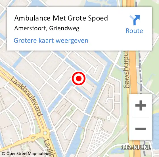 Locatie op kaart van de 112 melding: Ambulance Met Grote Spoed Naar Amersfoort, Griendweg op 16 juli 2018 03:06